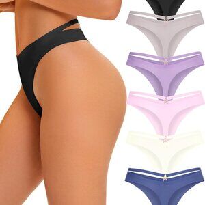 6-Pack Seamless Thongs for Women - No Show, Invisible Comfort & Breathability